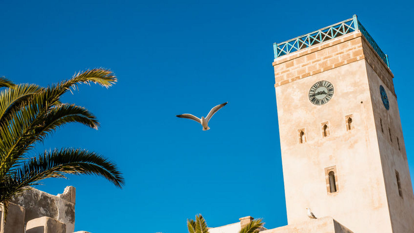 71692110 - essaouira morocco medina, old town , famous landmark clock tower