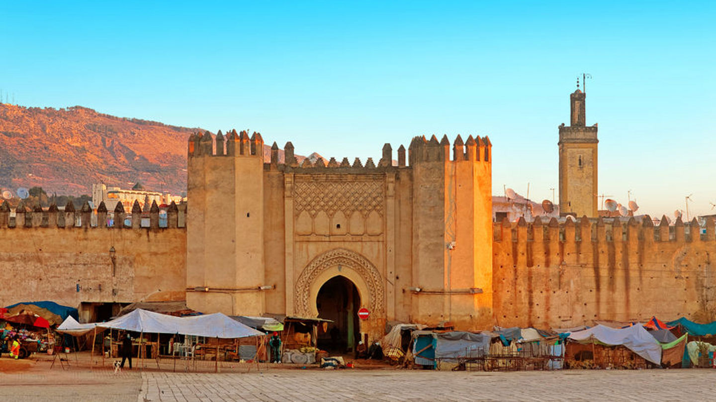37201502 - gate to ancient medina of fez, morocco