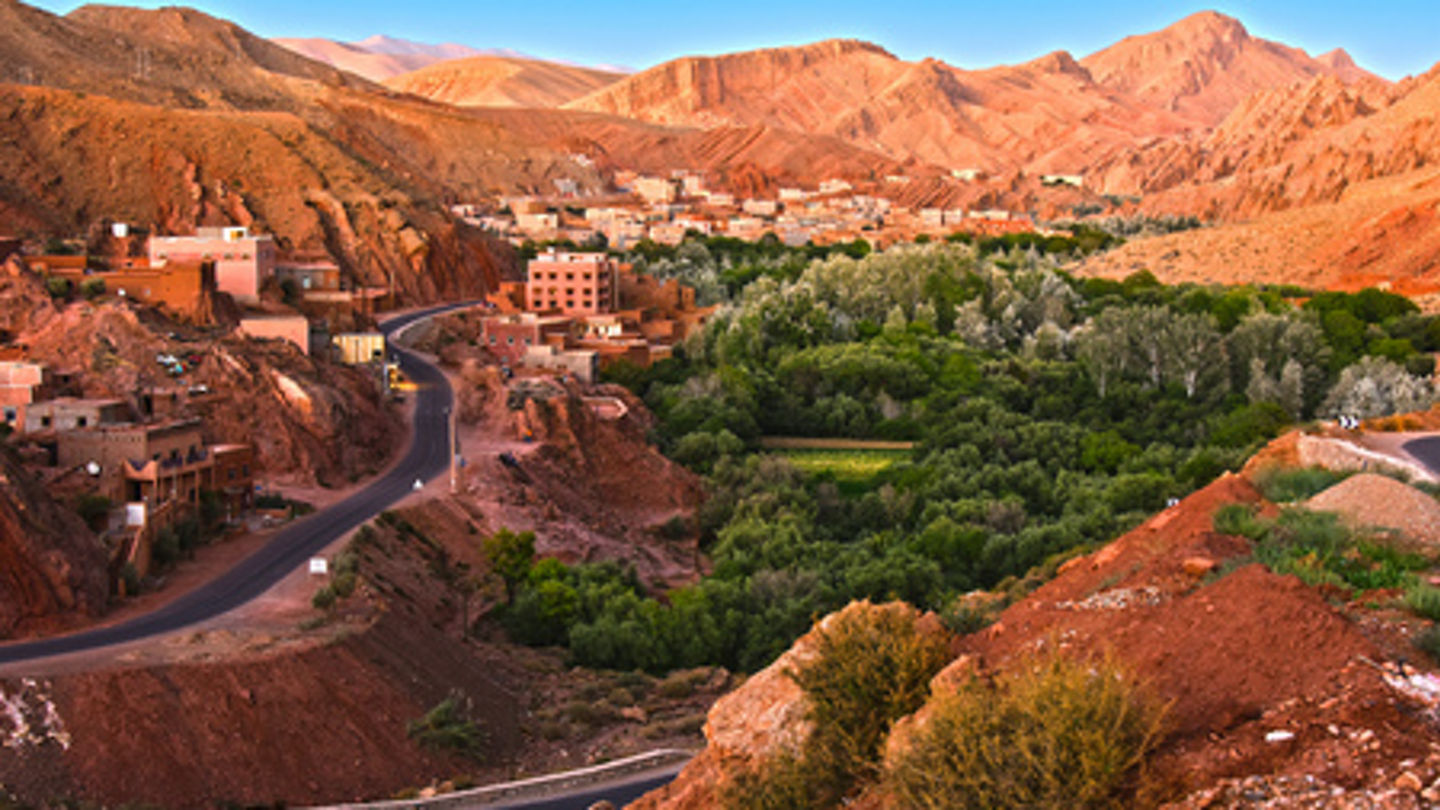 64243065 - view of the city of tamellalt in atlas mountains in morocco.