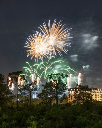 Spectacular fireworks illuminate the night sky at Epcot in Walt Disney World, Orlando, Florida.